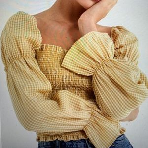 Yellow gingham long sleeve top